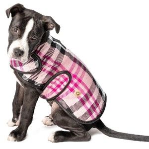 Chilly Dog Pink Plaid Wool Dog Blanket Winter Coat